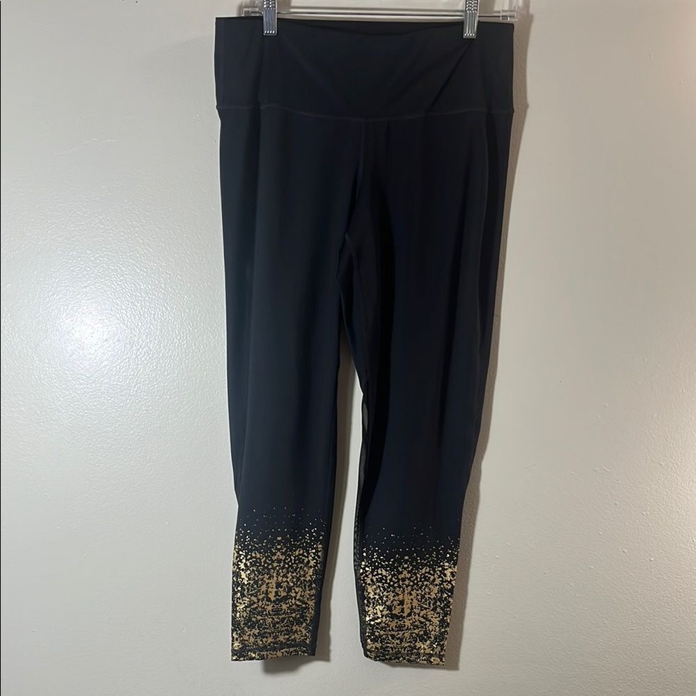 Ideology Black Leggings with Gold Accents size L